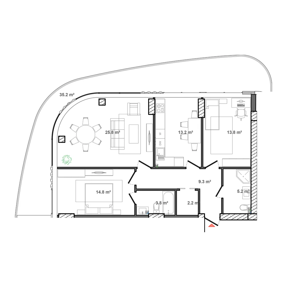 2 otaqlı plan, plan 10