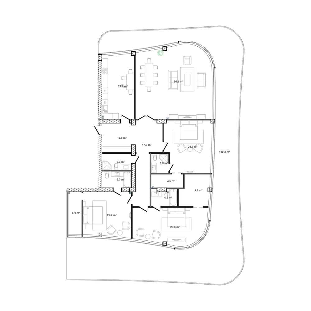 3 otaqlı plan