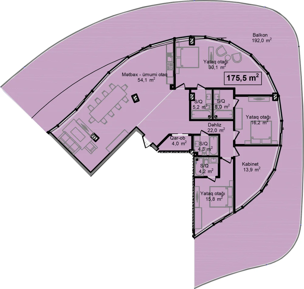 3 otaqlı plan, plan 10